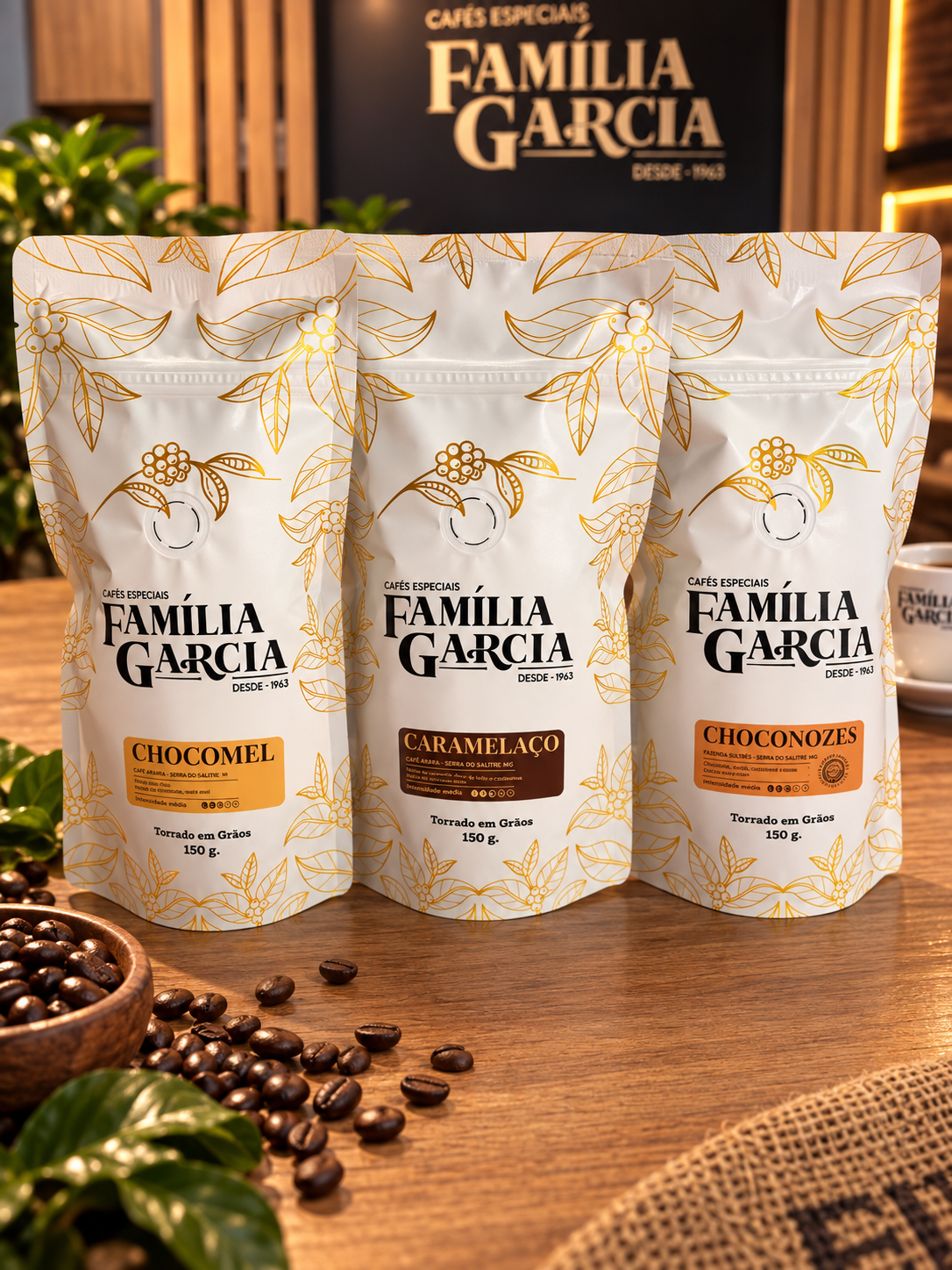 KIT DEGUSTAÇÃO FAMÍLIA GARCIA | 3 CAFÉS + CURSO + FRETE GRÁTIS