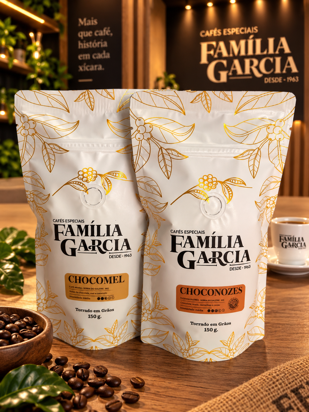Kit Degustação Família Garcia | 2 Cafés + Curso + Frete Grátis