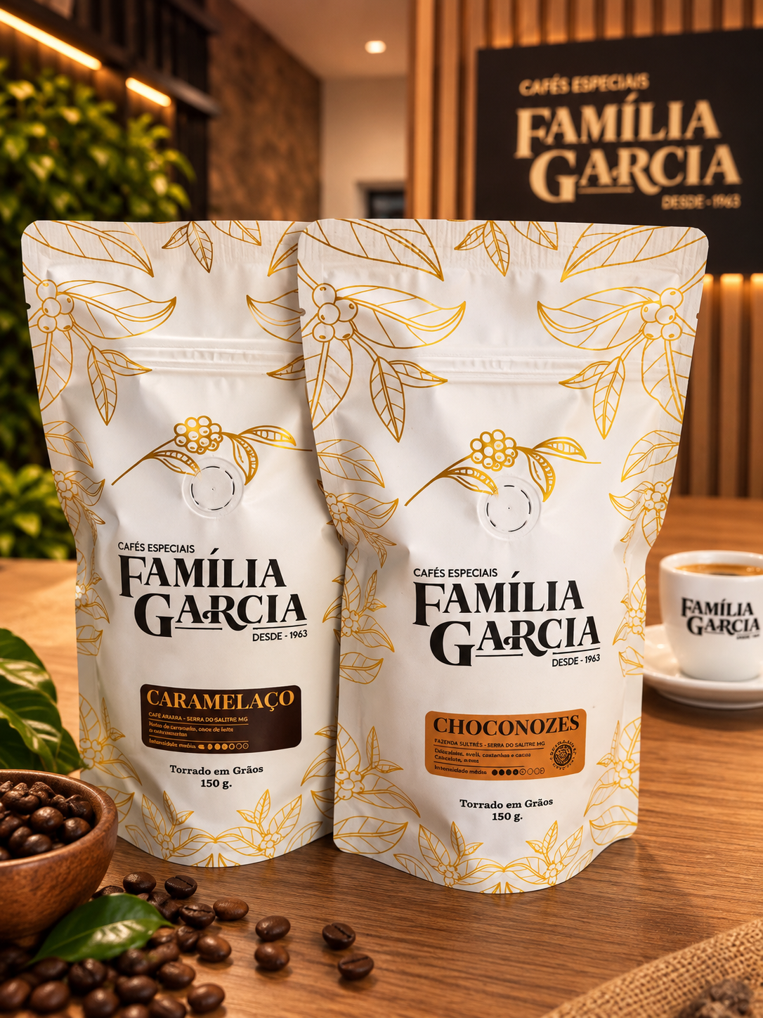 Kit Degustação Família Garcia | 2 Cafés + Curso + Frete Grátis