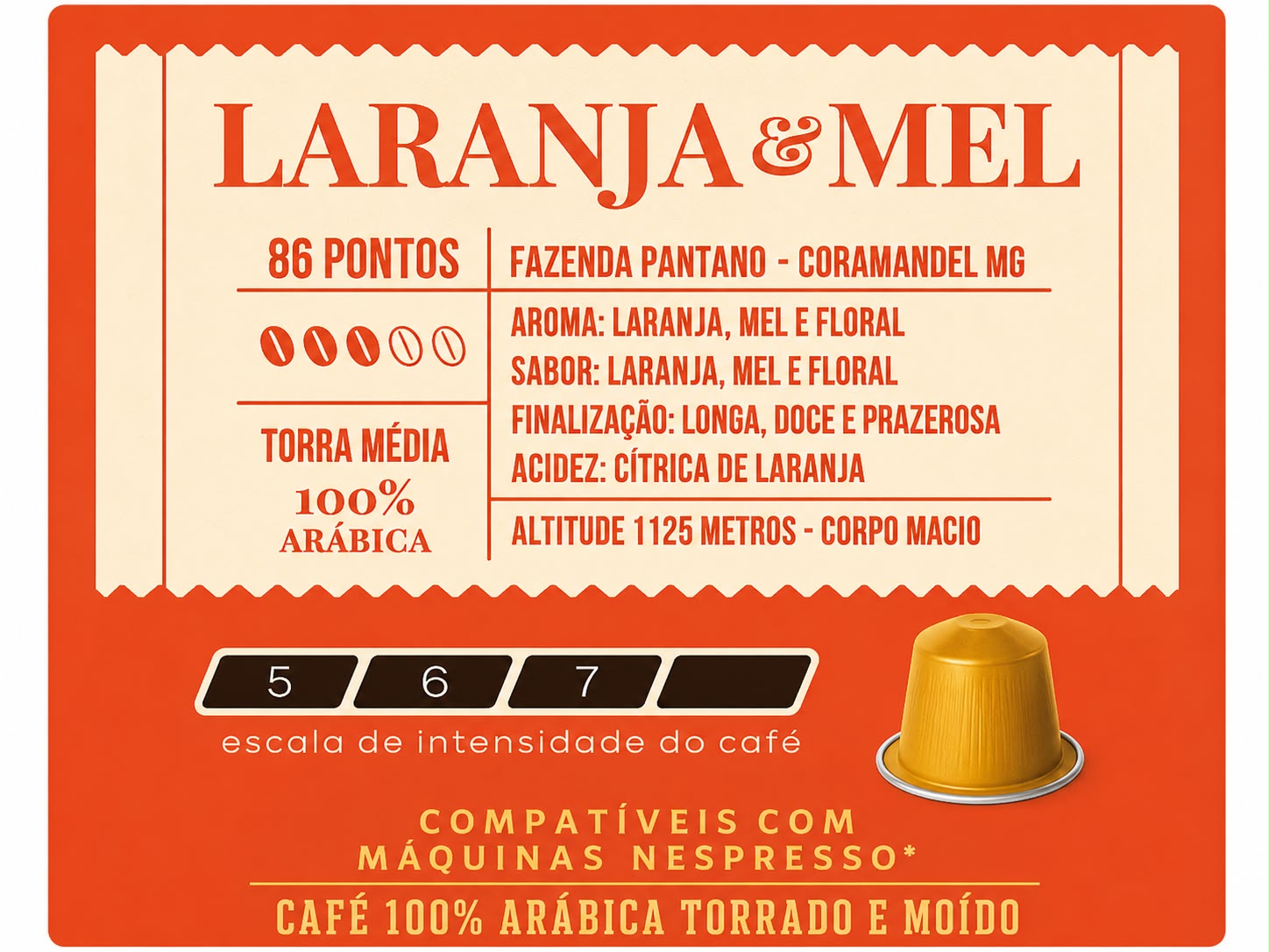 Cápsulas de Café Especial Laranja e Mel