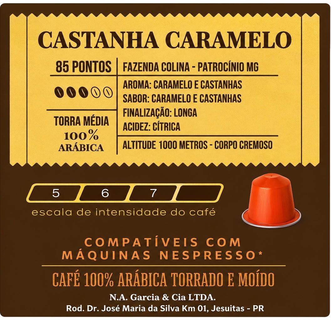 Cápsulas de Café Especial Castanha e Caremelo